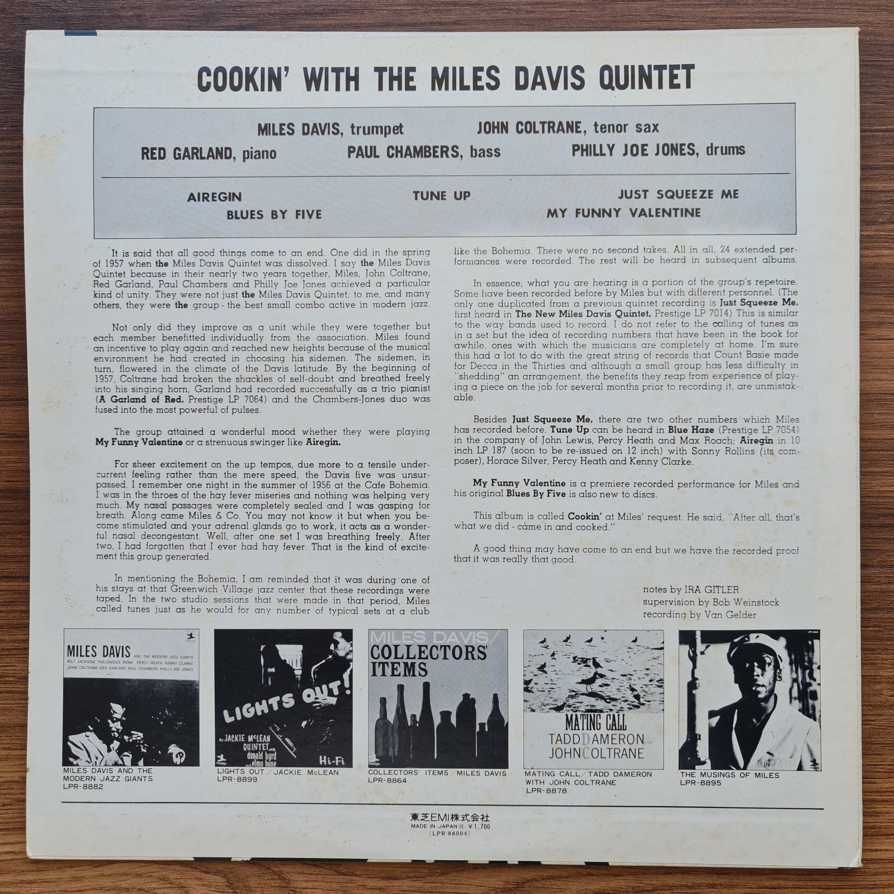 The Miles Davis Quintet – Cookin' With The Miles Davis Quintet 33'lük LP PLAK Japan Vinyl