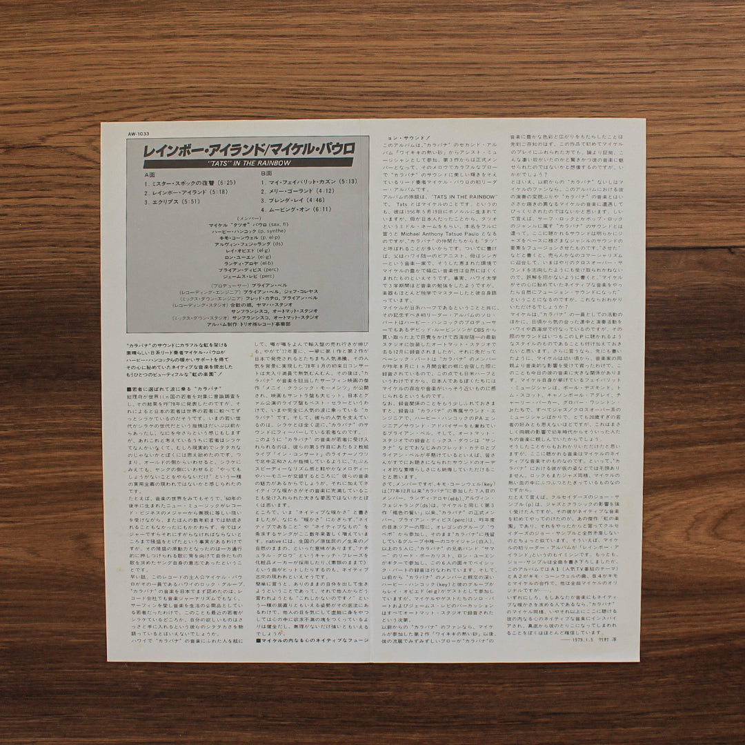 Michael Paulo – Tats In The Rainbow 33'lük LP PLAK Japan Vinyl