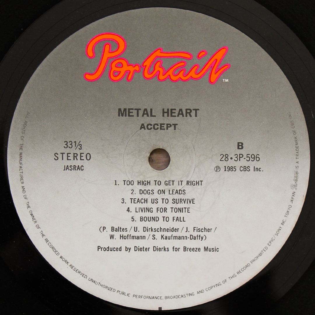 Accept - Metal Heart 33'lük LP PLAK Japan Vinyl