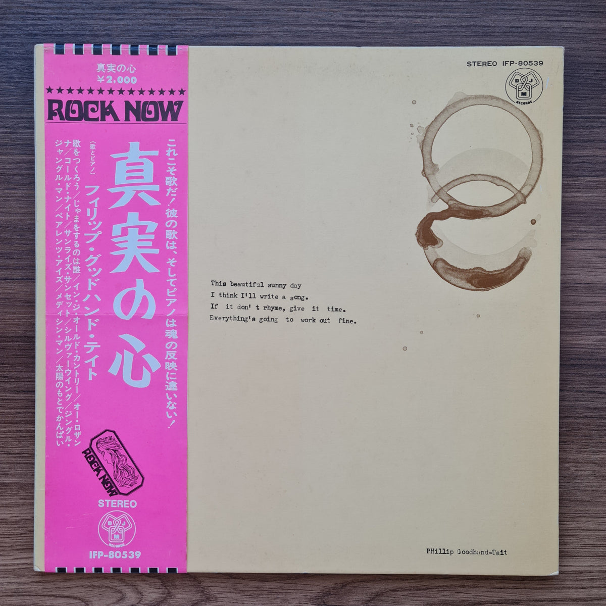 Phillip Goodhand-Tait – I Think I'll Write A Song 33'lük LP PLAK Japan Vinyl