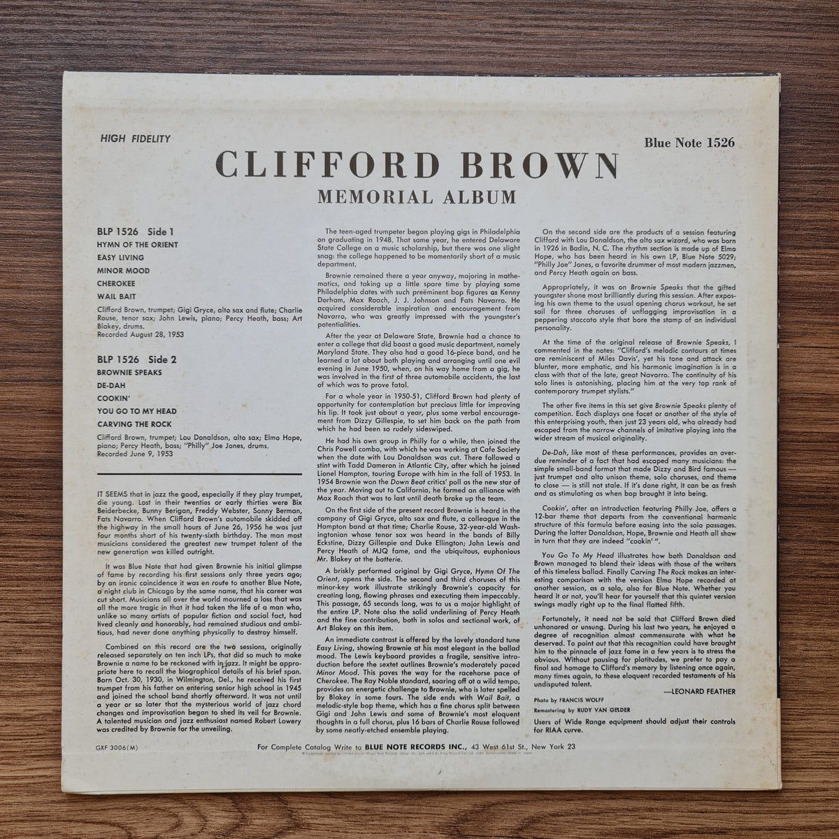 Clifford Brown - Memorial Album Japan Vinyl
