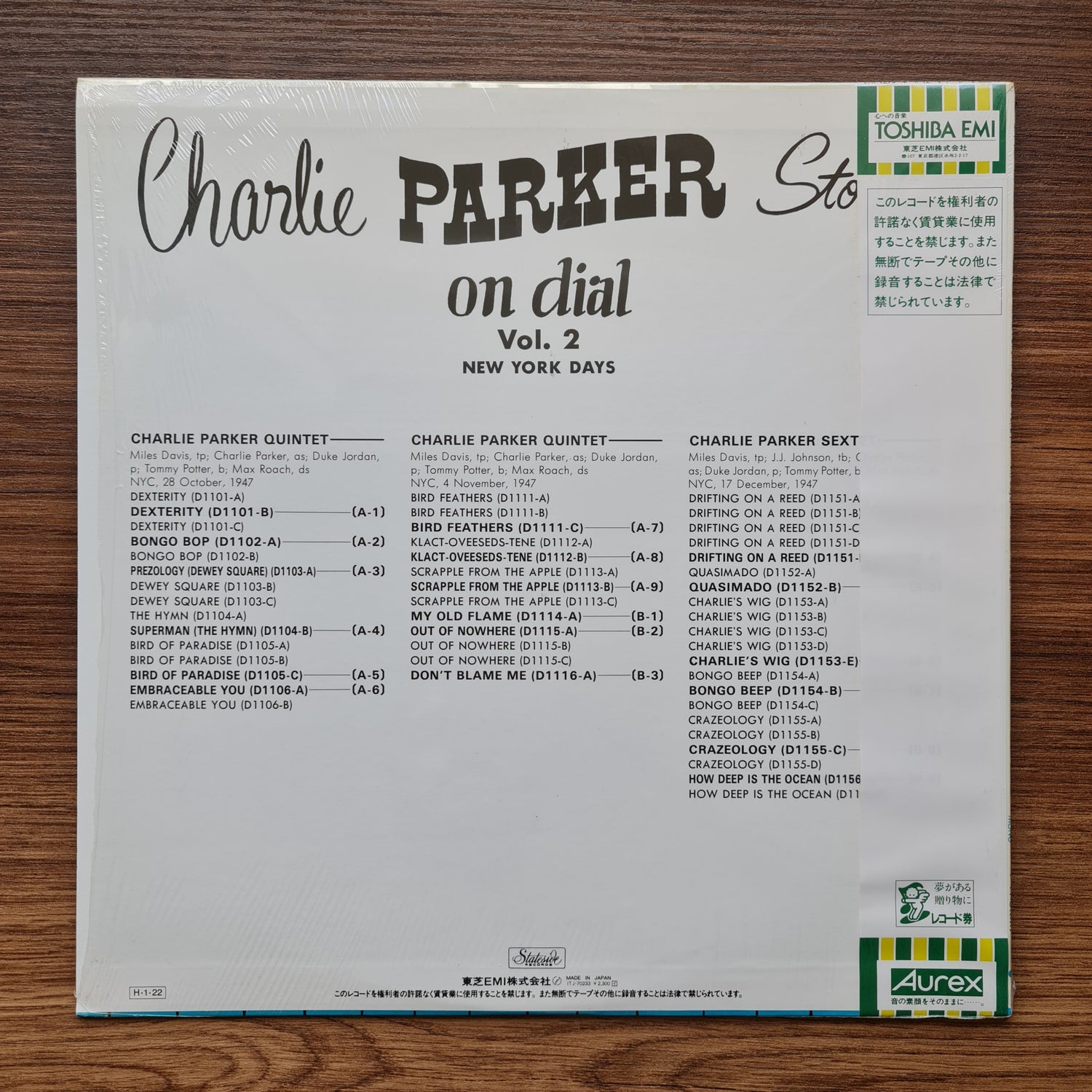 Charlie Parker – Charlie Parker Story On Dial Volume 2: New York Days 33'lük LP PLAK Japan Vinyl