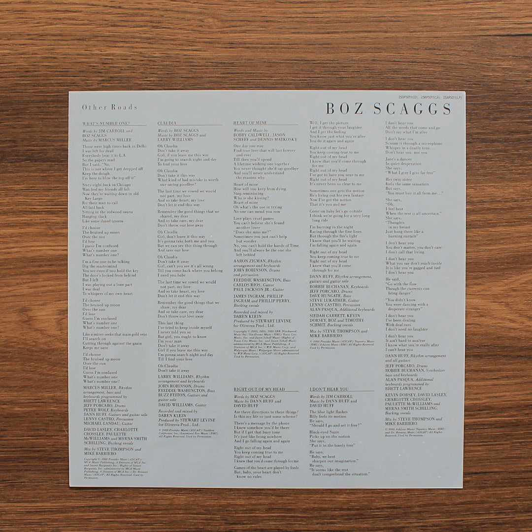 Boz Scaggs - Other Roads 33'lük LP PLAK Japan Vinyl