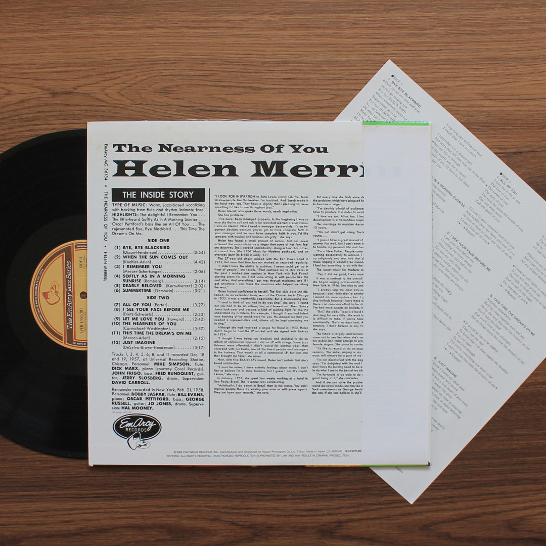Helen Merrill - The Nearness Of You Japan Vinyl