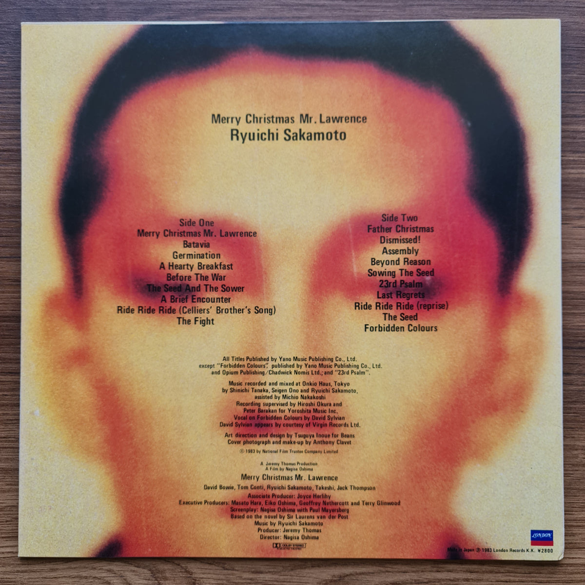 Ryuichi Sakamoto – Merry Christmas Mr. Lawrence 33'lük LP PLAK Japan Vinyl