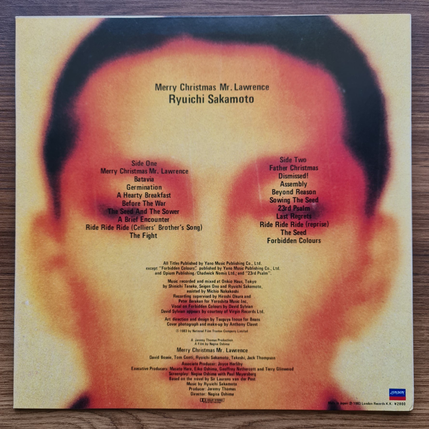 Ryuichi Sakamoto – Merry Christmas Mr. Lawrence 33'lük LP PLAK Japan Vinyl