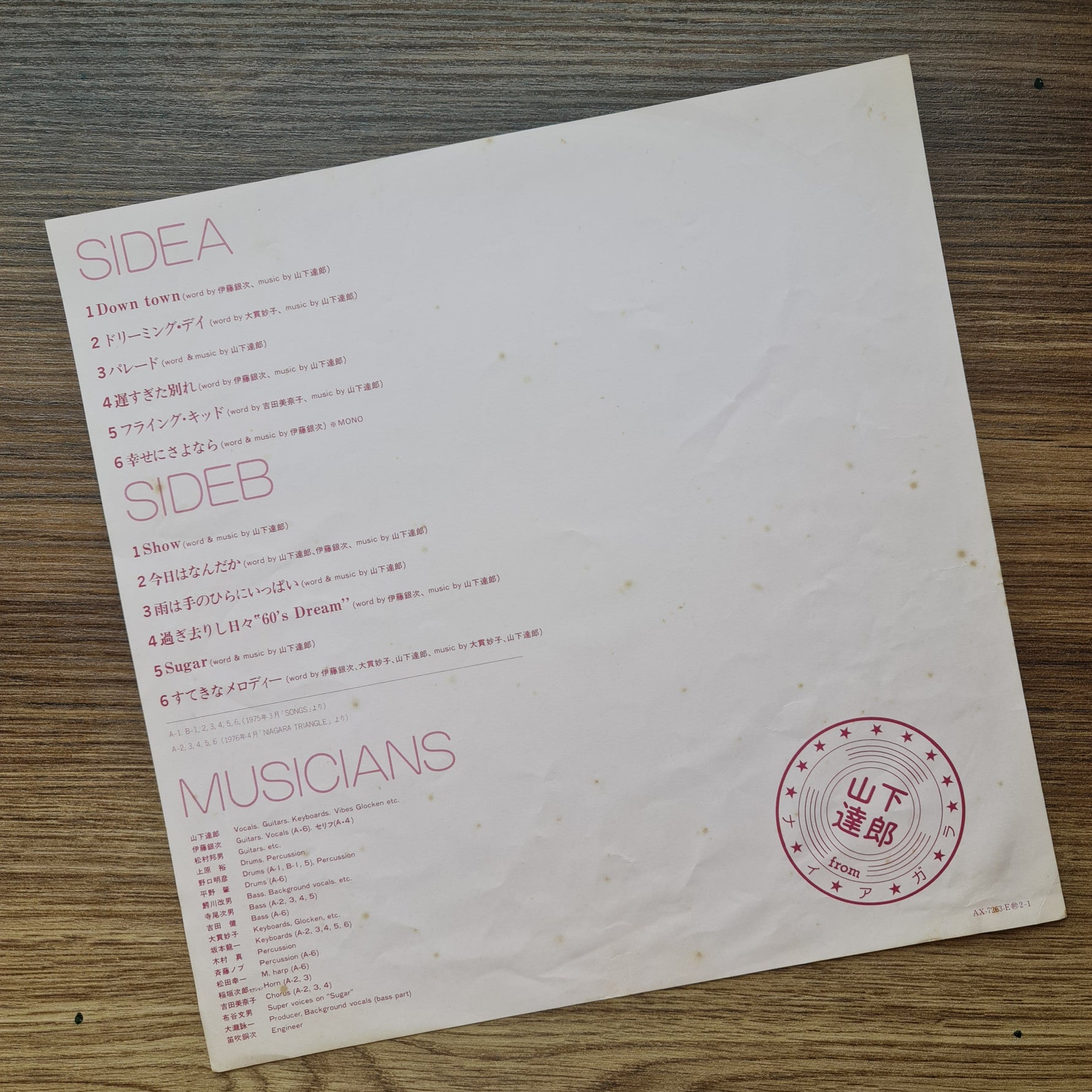 Tatsuro Yamashita From Niagara 33'lük LP PLAK Japan Vinyl