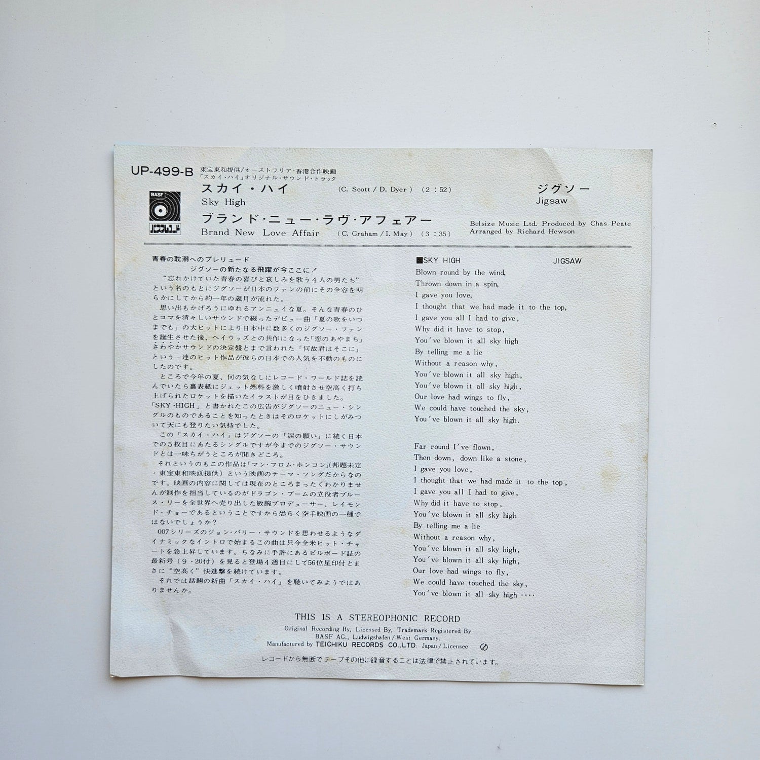 Jigsaw Japan Vinyl