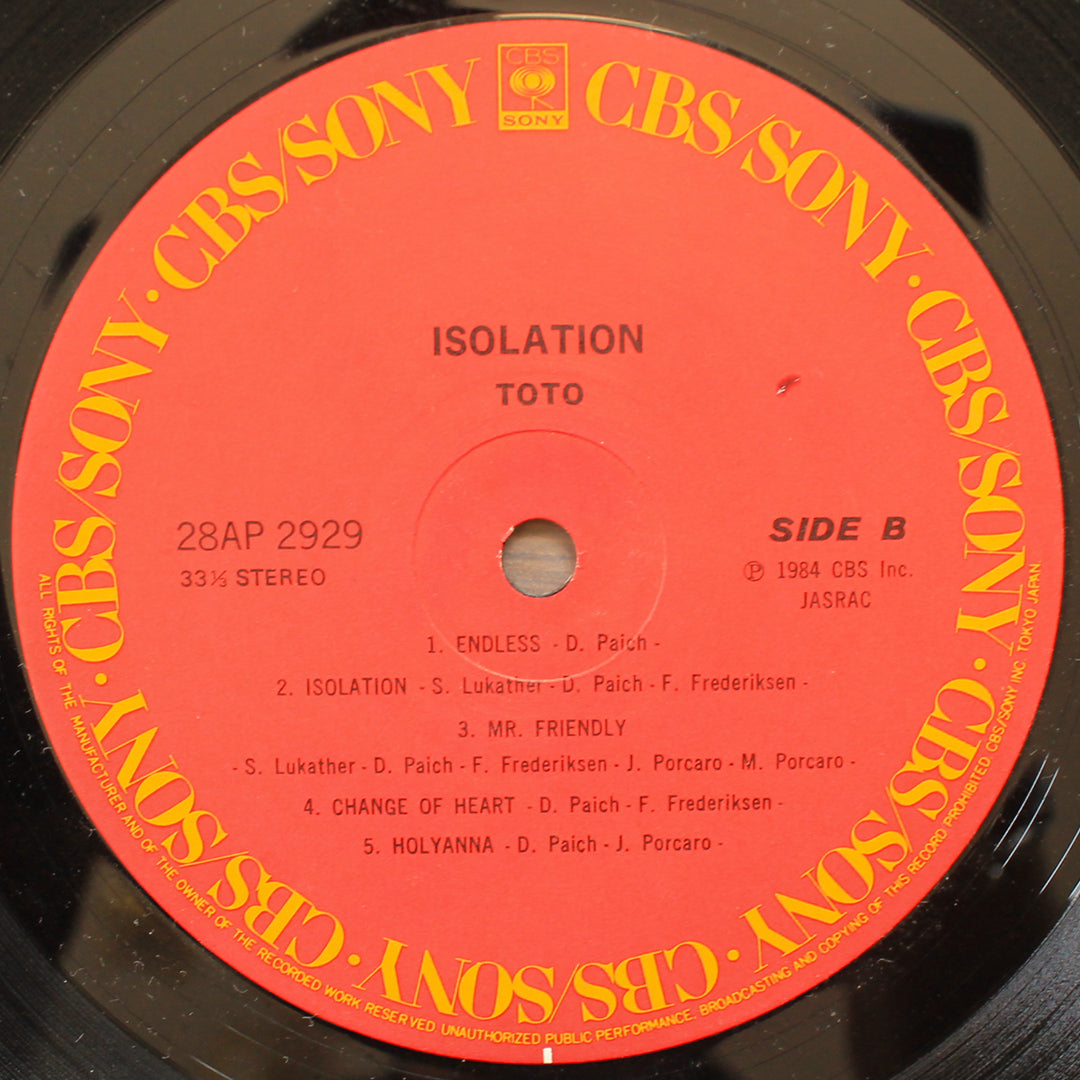 Toto - Isolation Japan Vinyl