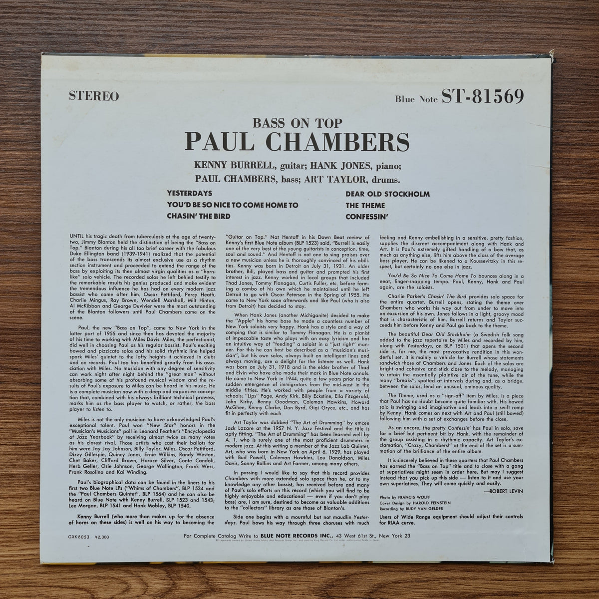 Paul Chambers Quartet - Bass On Top Japan Vinyl