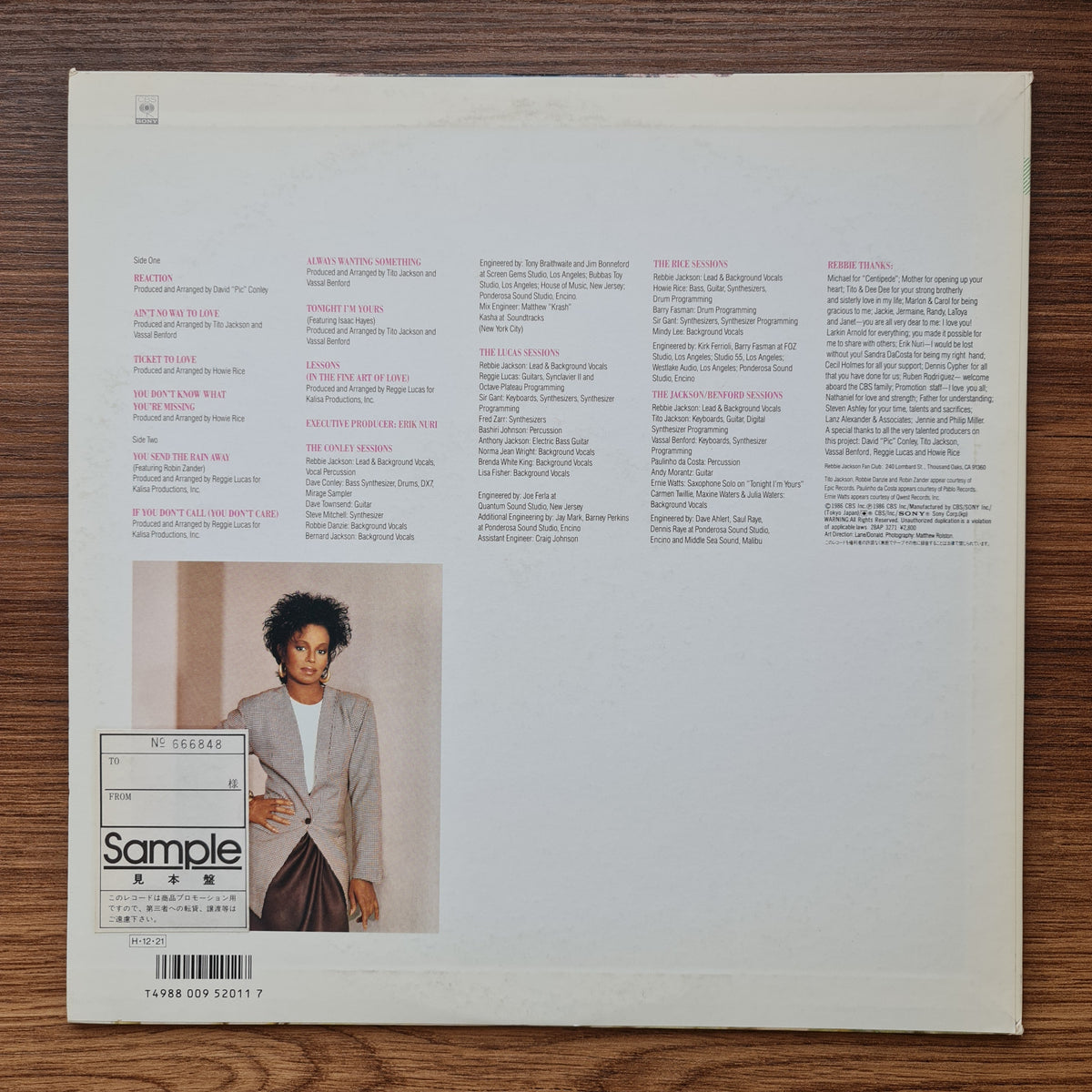 Rebbie Jackson ‎– Reaction 33'lük LP PLAK Japan Vinyl