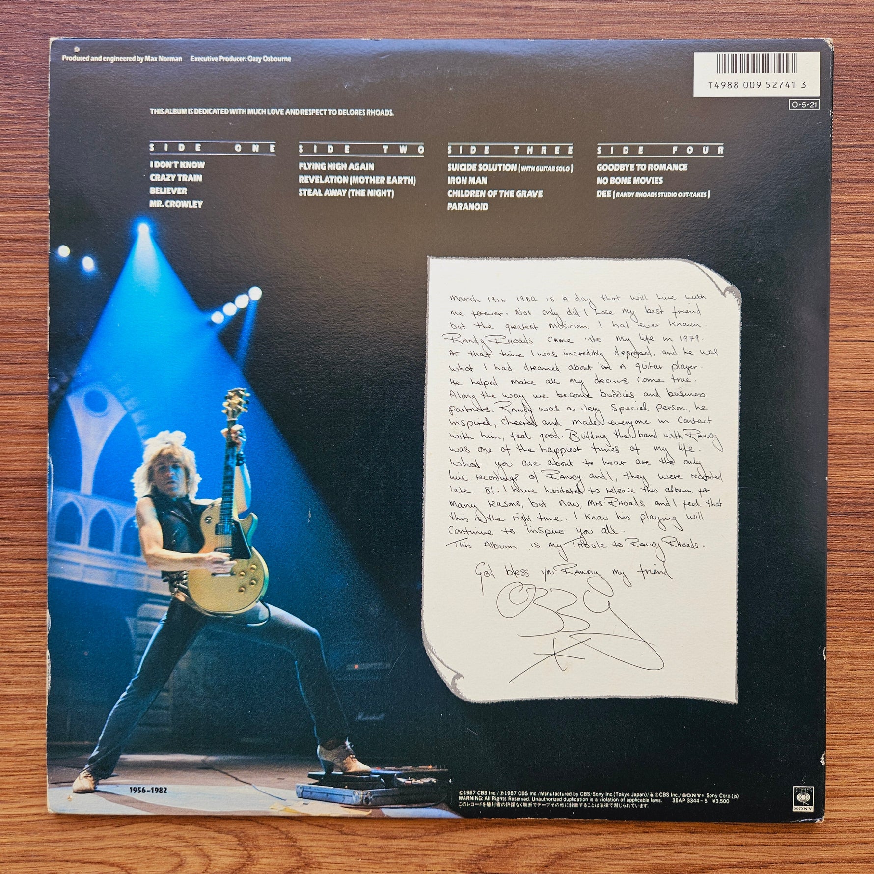 Ozzy Osbourne – Randy Rhoads Tribute 33'lük LP PLAK Japan Vinyl