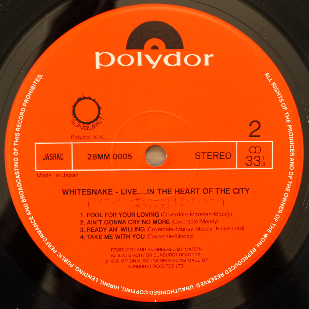 Whitesnake - Live... In The Heart Of The City Japan Vinyl