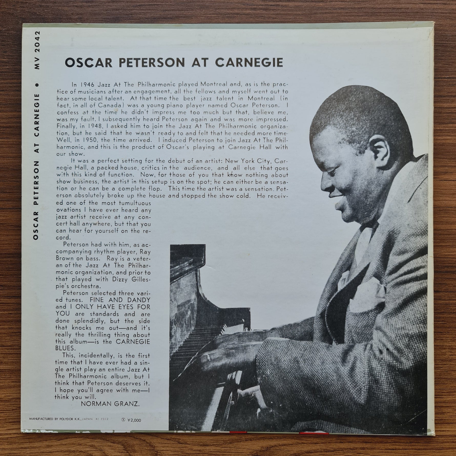 Oscar Peterson – Oscar Peterson At Carnegie 33'lük LP PLAK Japan Vinyl