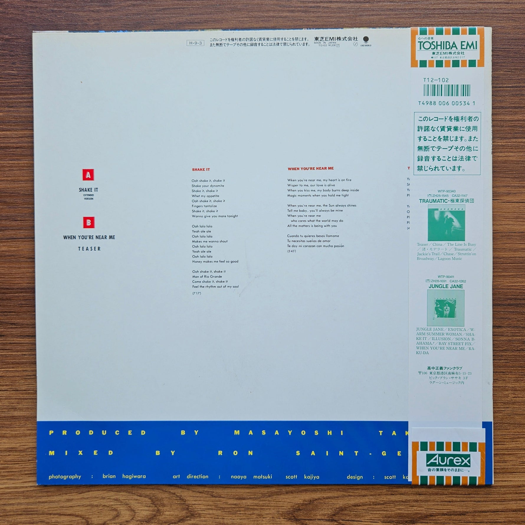 Masayoshi Takanaka – Shake It (Extended Version) 33'lük LP PLAK Japan Vinyl