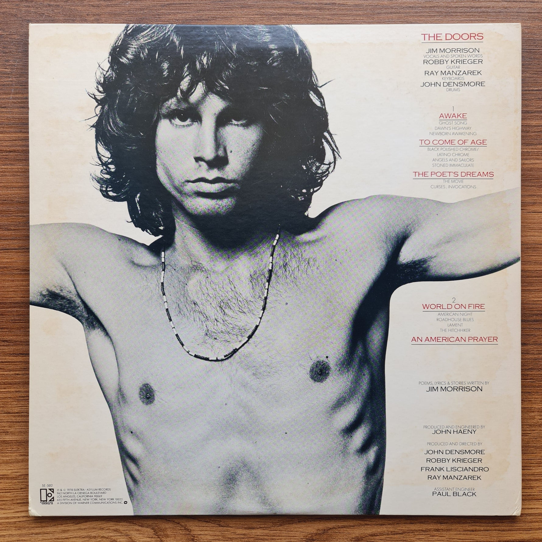 Jim Morrison Music By The Doors – An American Prayer 33'lük LP PLAK Japan Vinyl