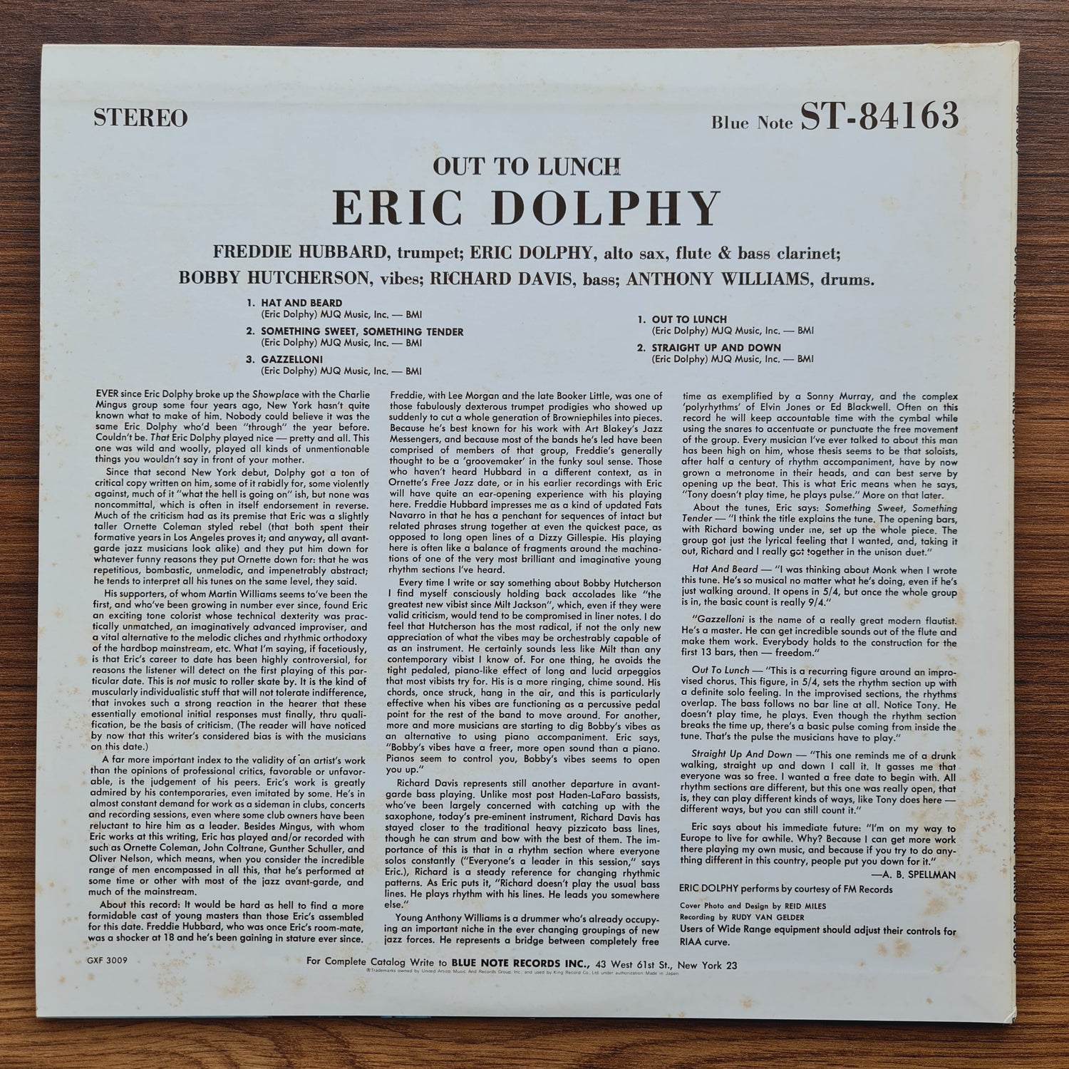 Eric Dolphy – Out To Lunch! Japan Vinyl