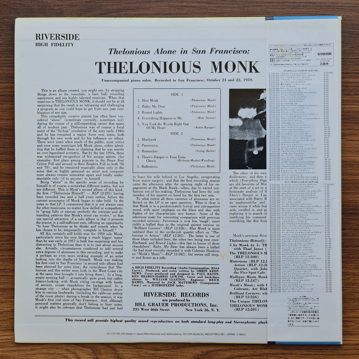 Thelonious Monk – Thelonious Alone In San Francisco Japan Vinyl