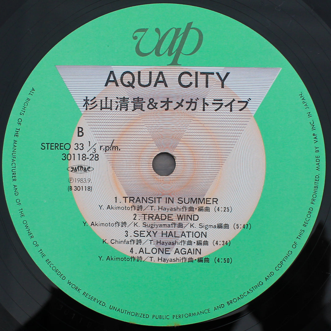 S. Kiyotaka & Omega Tribe - Aqua City 33'lük LP PLAK Japan Vinyl