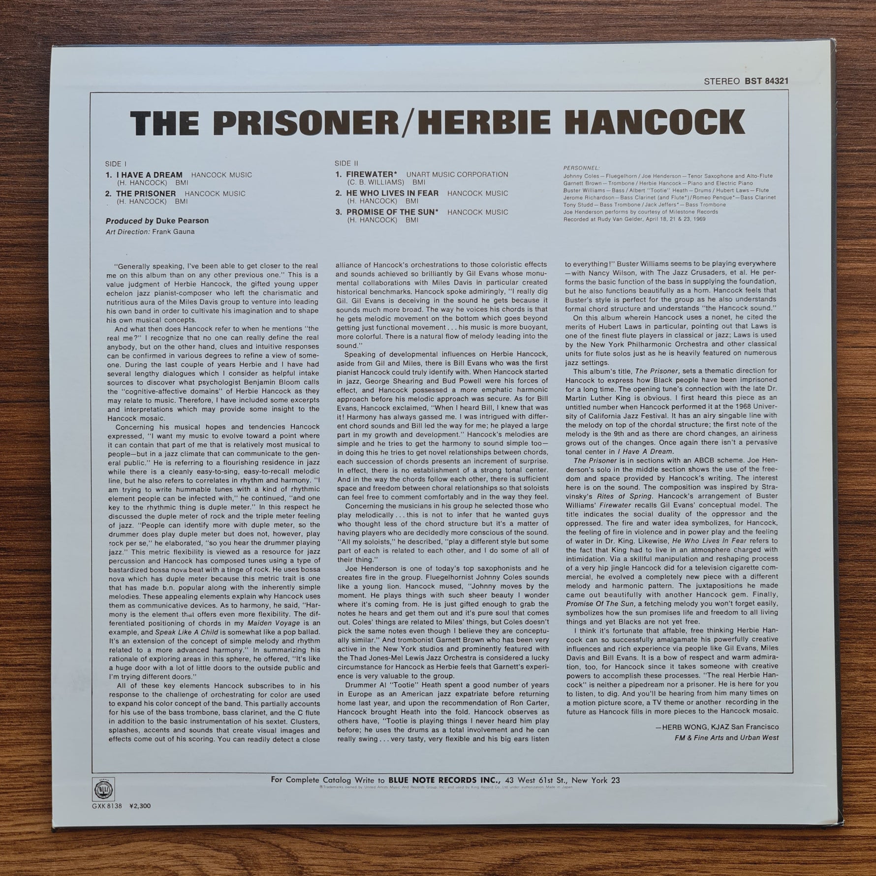 Herbie Hancock – The Prisoner 33'lük LP PLAK Japan Vinyl