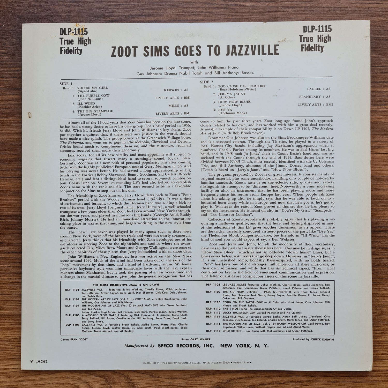 Zoot Sims – Zoot Sims Goes To Jazzville 33'lük LP PLAK Japan Vinyl