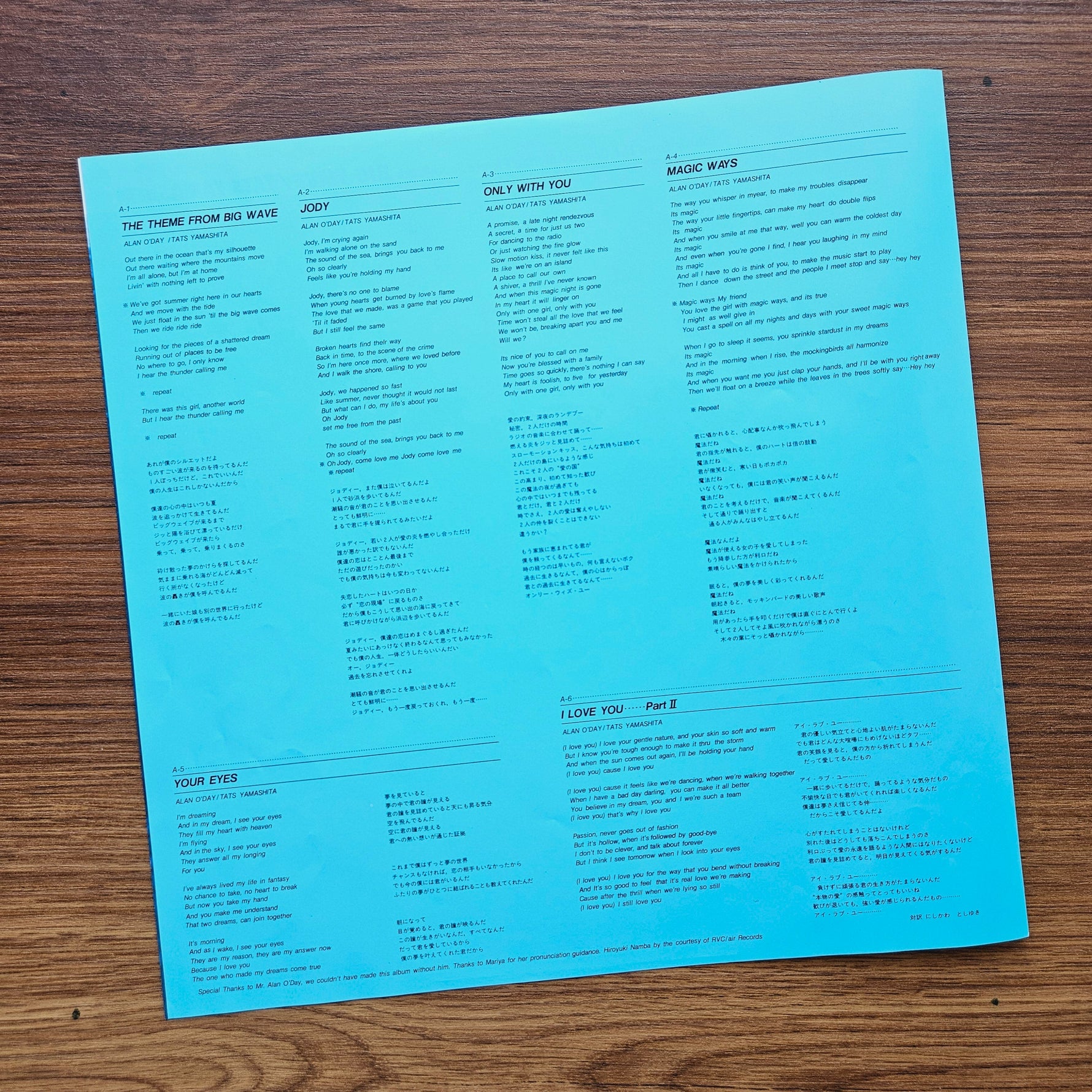 Tatsuro Yamashita - Big Wave 33'lük LP PLAK Japan Vinyl