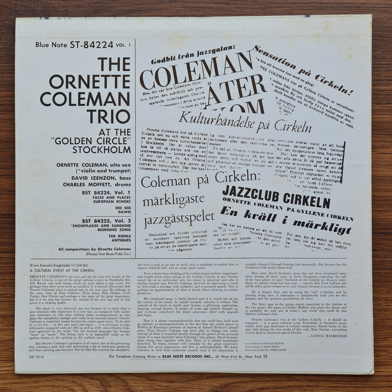 The Ornette Coleman Trio – At The "Golden Circle" Stockholm Japan Vinyl