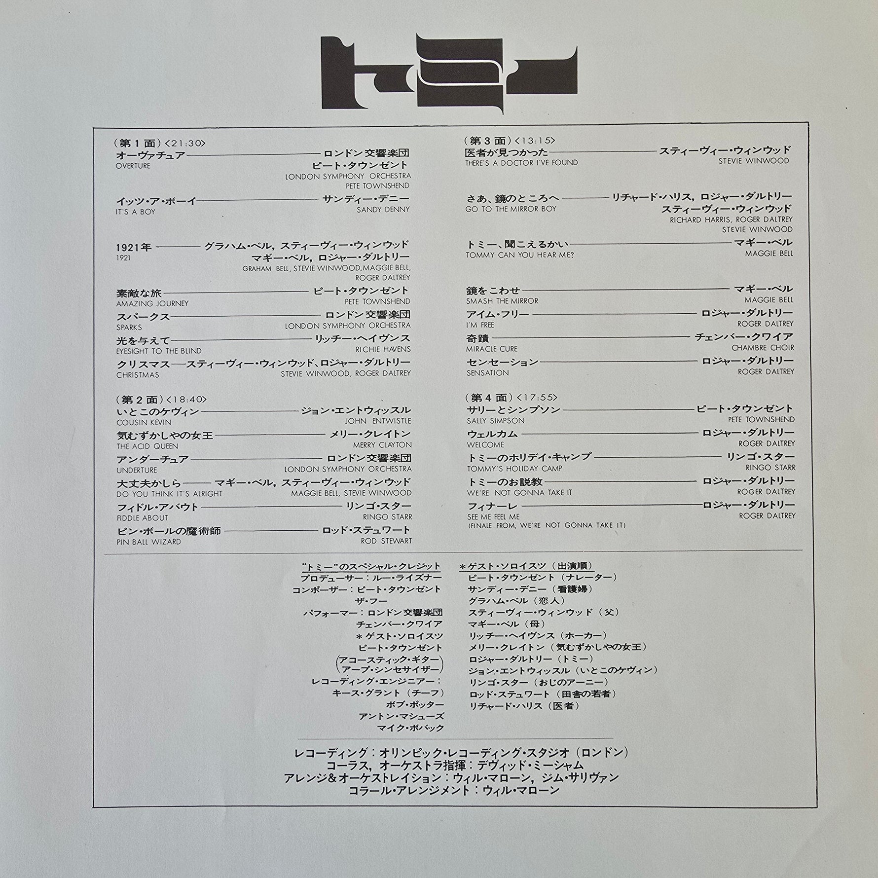 London Symphony Orchestra – Tommy Japan Vinyl