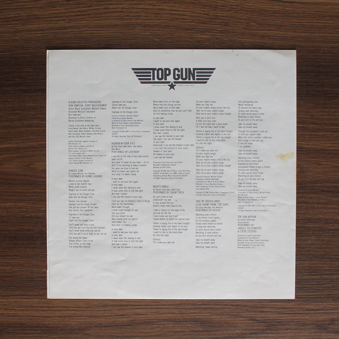 Top Gun Soundtrack 33'lük LP PLAK Japan Vinyl