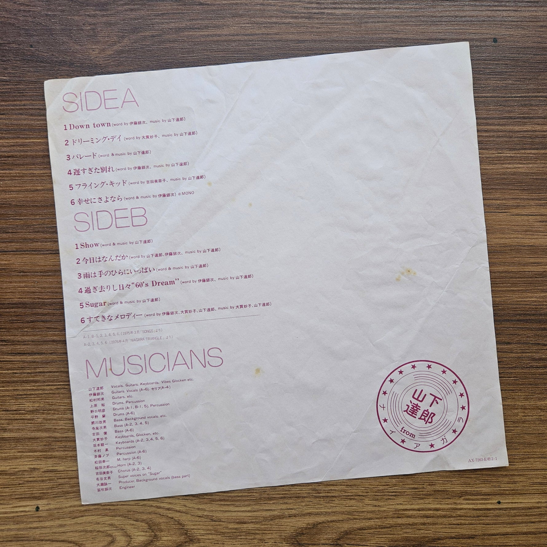 Tatsuro Yamashita From Niagara 33'lük LP PLAK Japan Vinyl