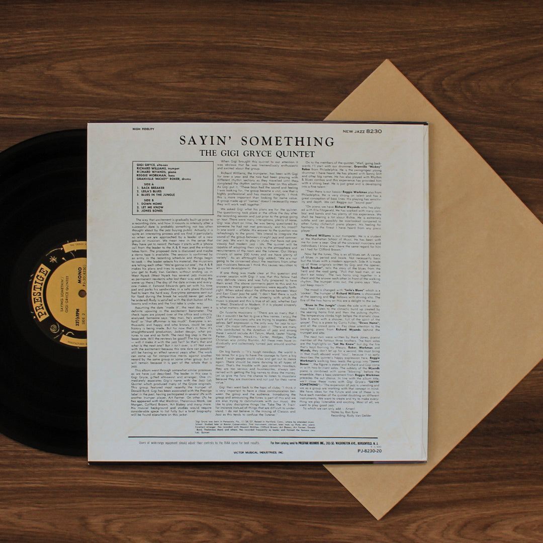 Gigi Gryce Quintet - Saying Somethin'! Japan Vinyl