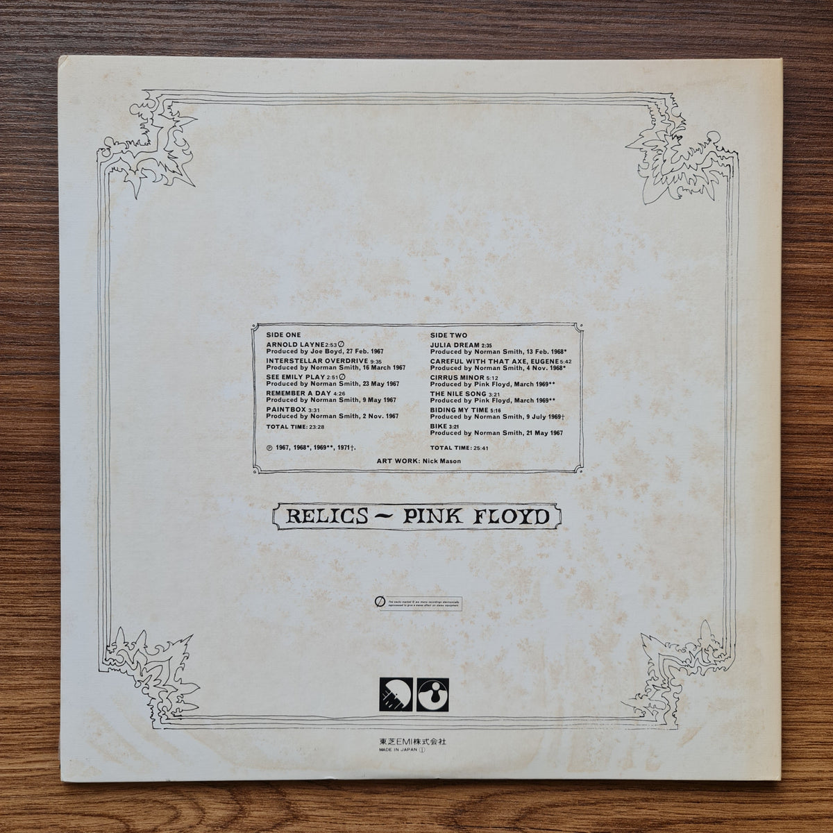Pink Floyd – Relics 33'lük LP PLAK Japan Vinyl