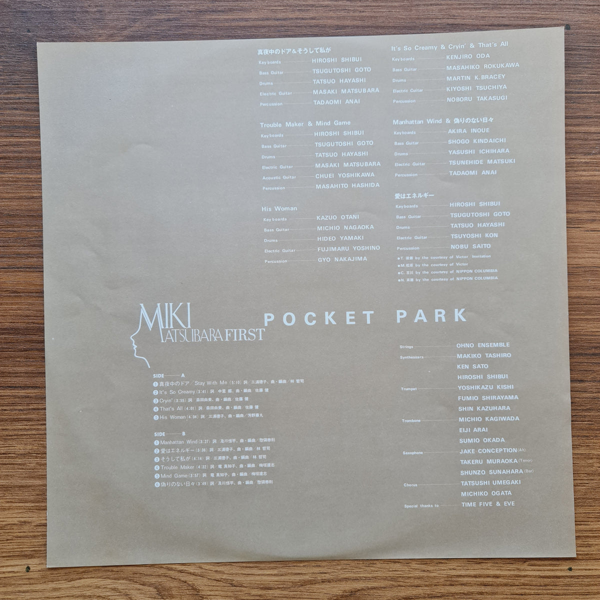 Miki Matsubara – Pocket Park 33'lük LP PLAK Japan Vinyl