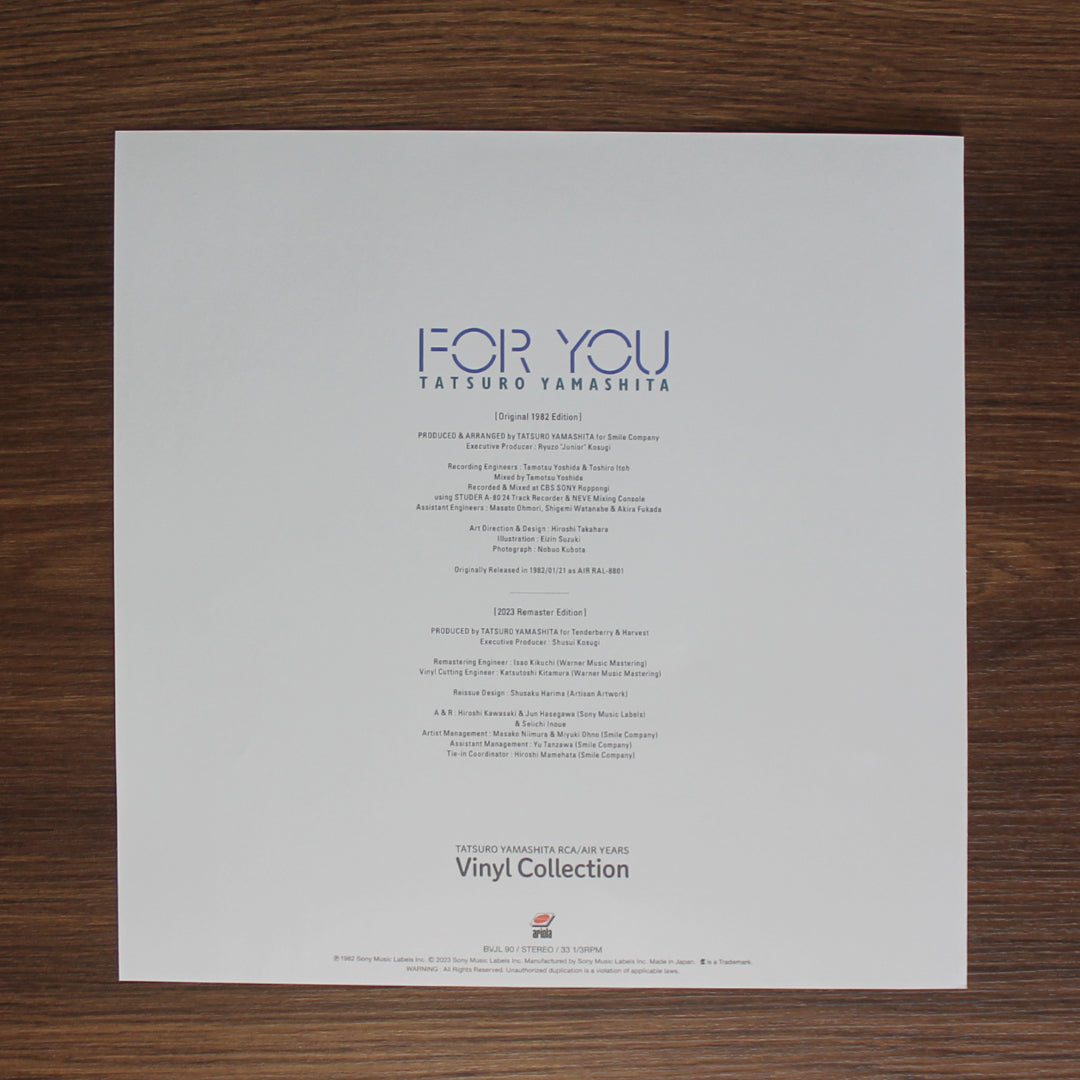 Tatsuro Yamashita - For You 33'lük LP PLAK Japan Vinyl