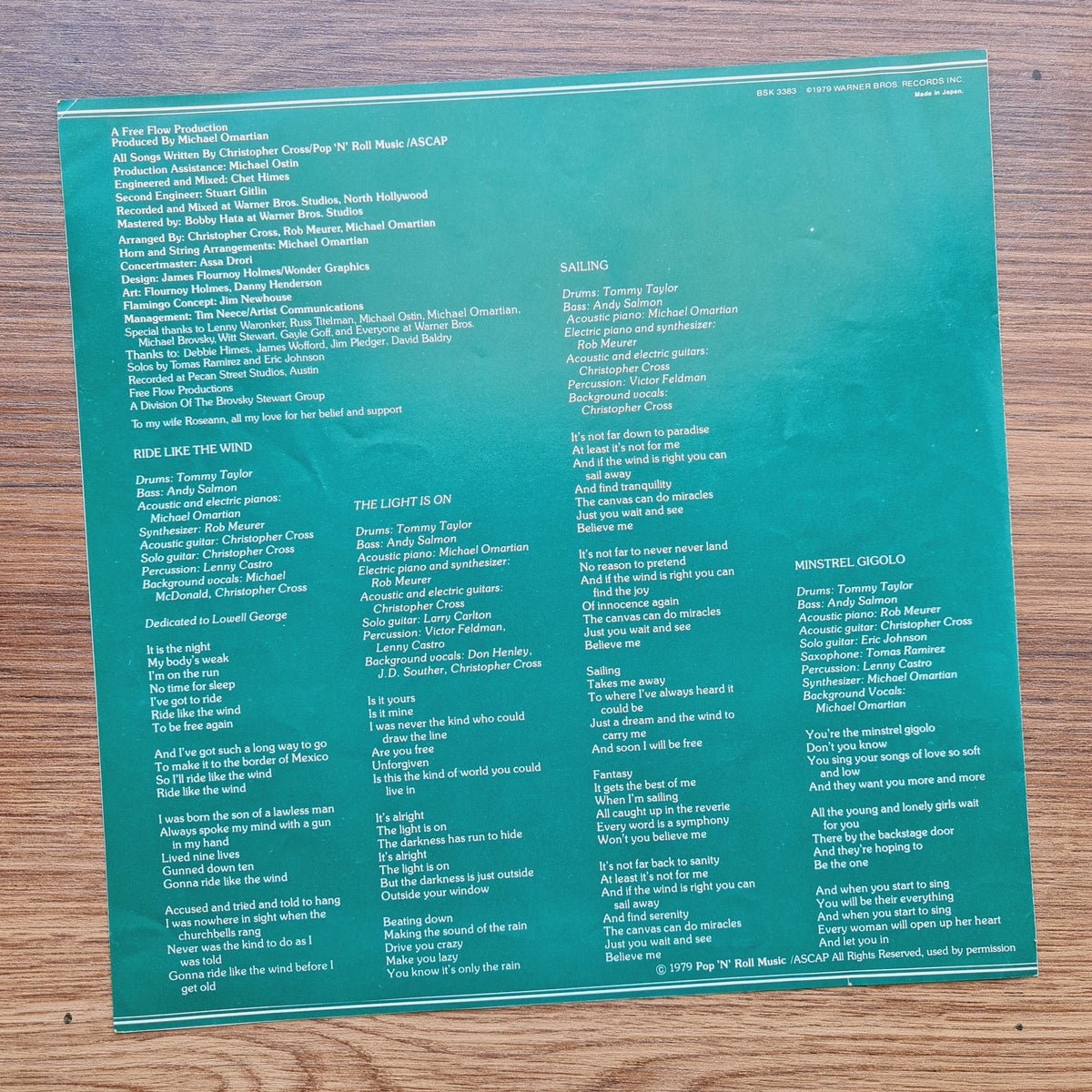 Christopher Cross – Christopher Cross 33'lük LP PLAK Japan Vinyl