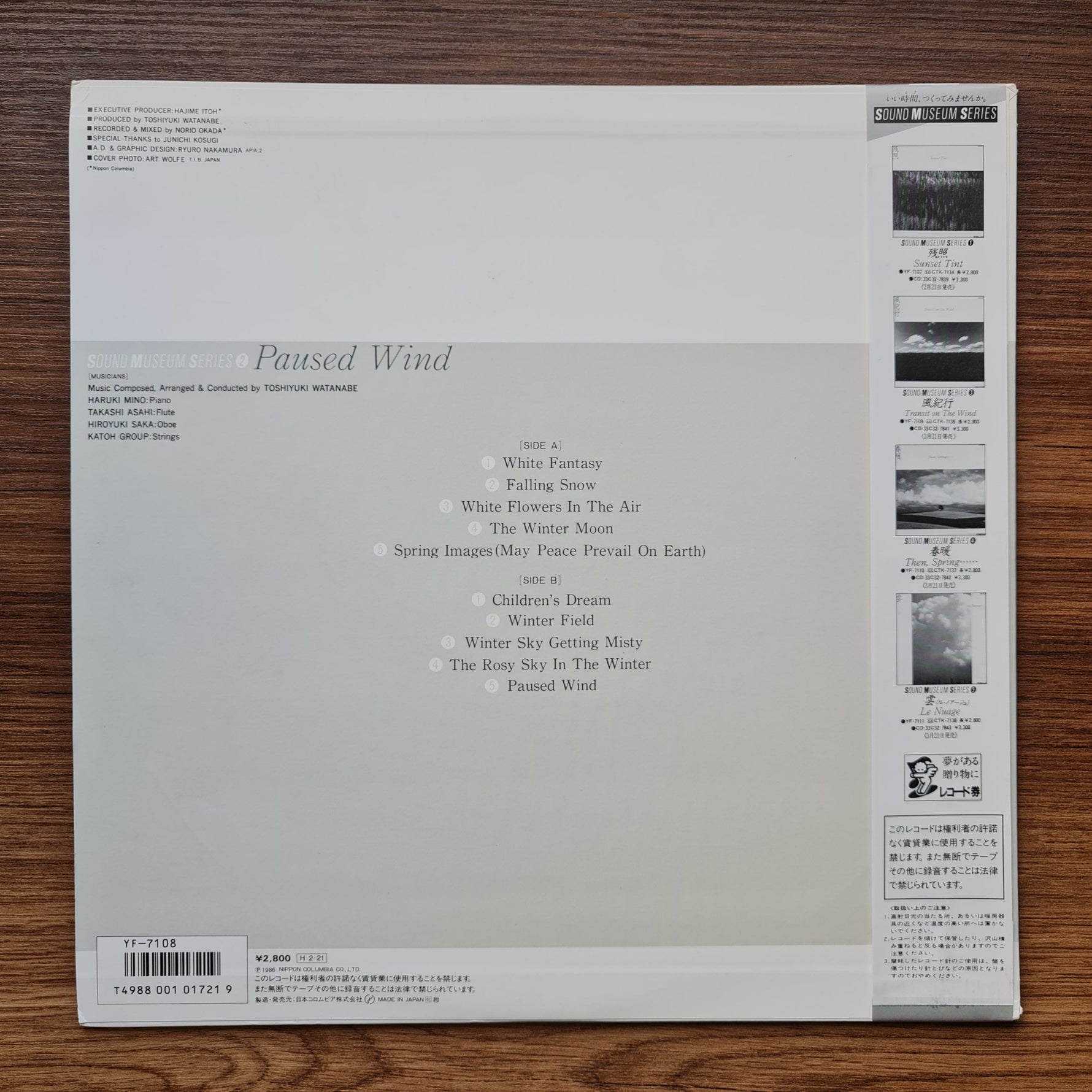 Toshiyuki Watanabe – Paused Wind 33'lük LP PLAK Japan Vinyl