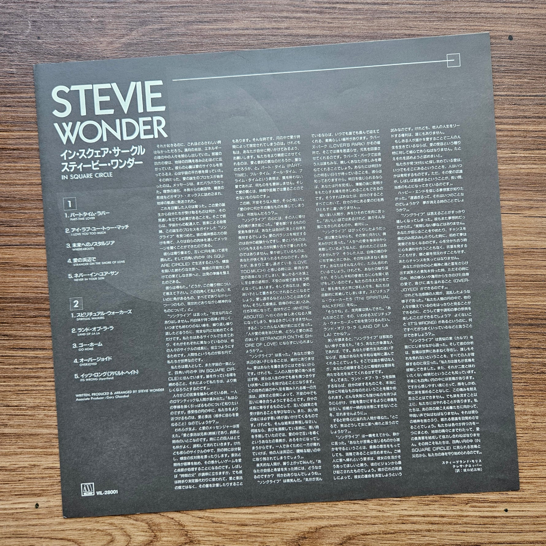 Stevie Wonder – In Square Circle 33'lük LP PLAK Japan Vinyl